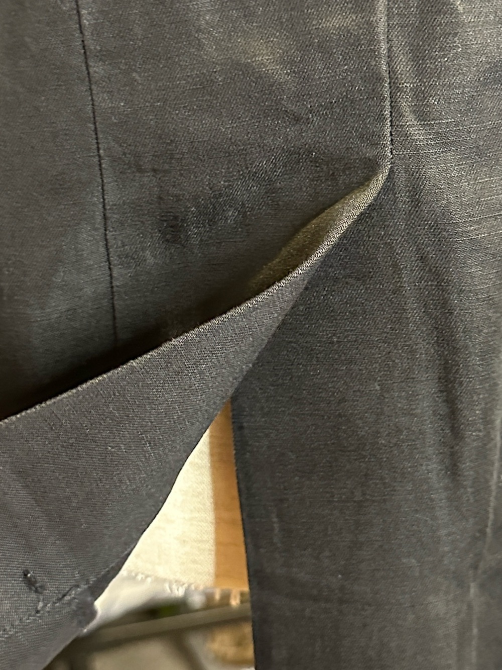 FRAME Black Linen Blend Blazer Size 12 Lightweight Tailored Minimalist Jacket - Picture 8 of 12